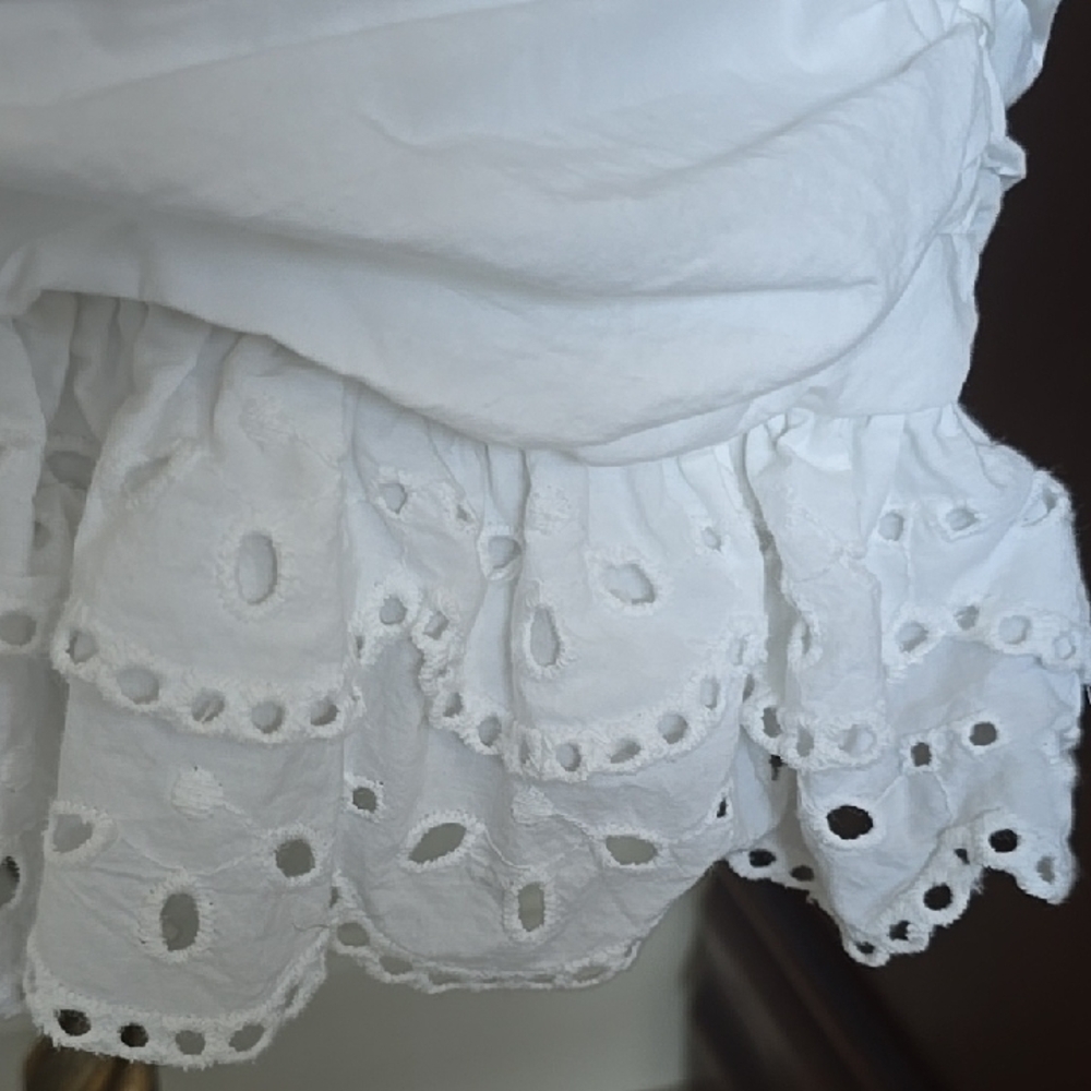 Zara White Ruched Ruffled Mini Skirt - Picture 8 of 8